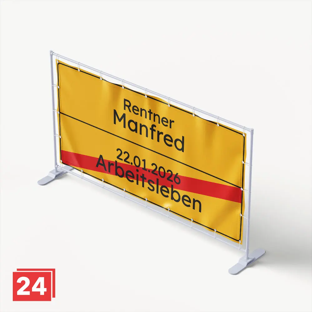 Banner zur Rente als Verkehrsschild