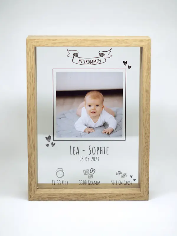 Personalisierter Bilderrahmen für Babys inklusive Geburtsinfos