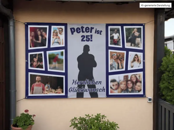 Geburtstagsbanner mit Foto - Motiv: Dynamik in Dunkelblau