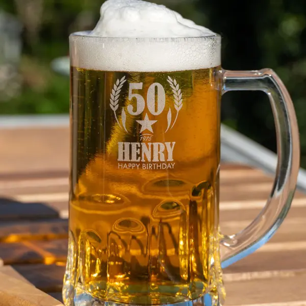 Bierkrug mit Gravur zum Geburtstag