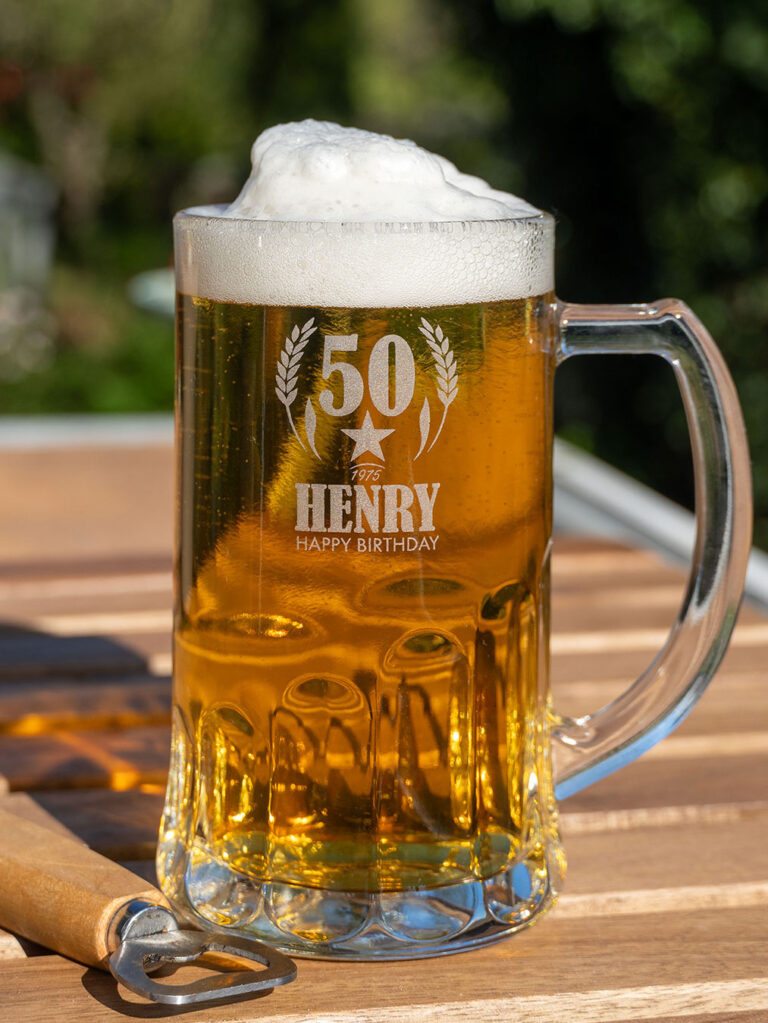Bierkrug mit Gravur zum Geburtstag