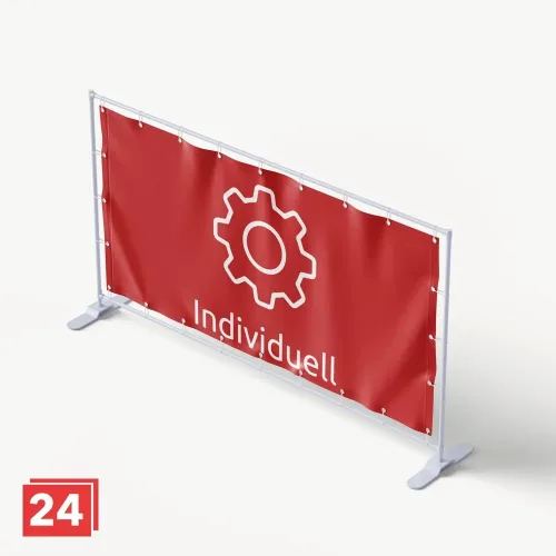 Rotes Banner mit weißem Zahnrad-Symbol und Text ‚Individuell‘